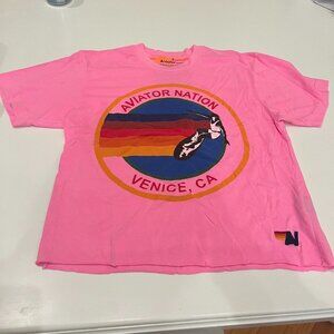 Aviator Nation NWT Tee Shirt Pink Short Sleeves Size Small